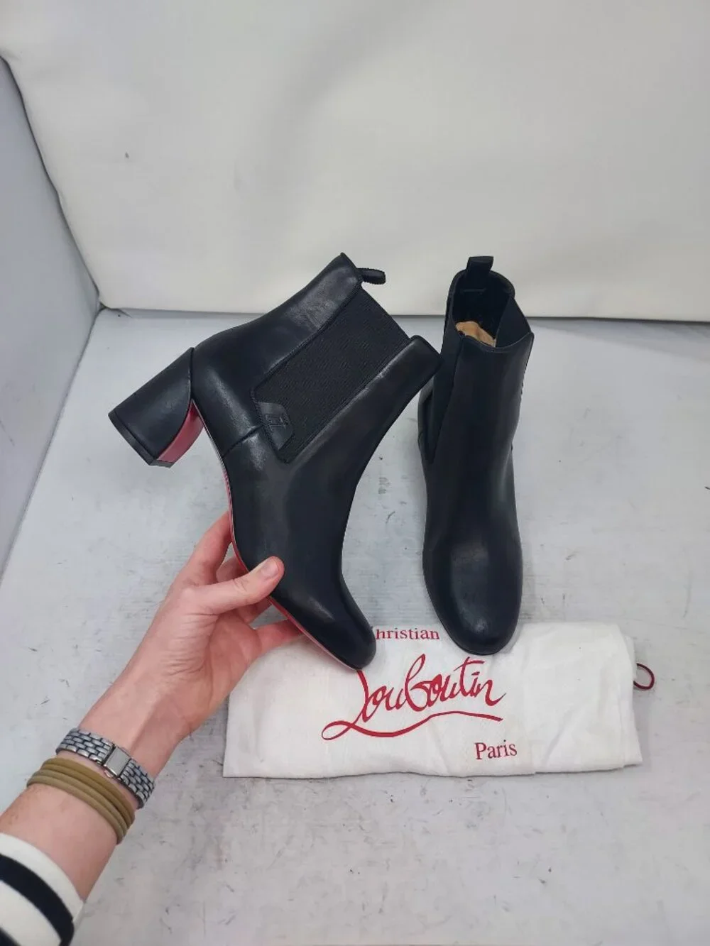 Christian Louboutin Black Leather Turelastic Chelsea Boot